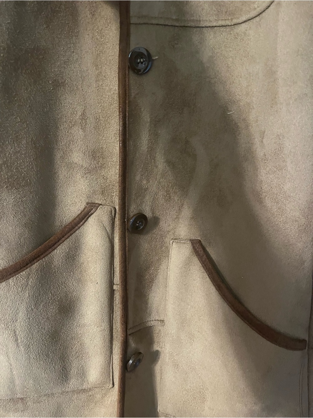 Orvis Tan Faux Suede Teddy Jacket with Cream Shearling Trim - Picture 5 of 7